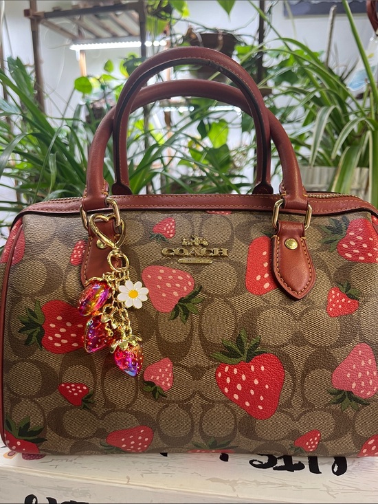 Coach Handbags - Coach Brown Signature Satchel with Red Strawberry Print